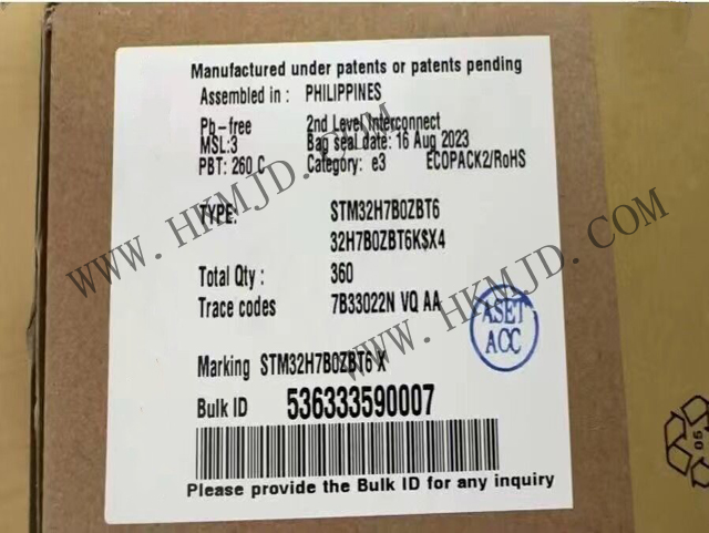 供應 STM32H7B0ZBT6 單片機基于高性能Arm? Cortex?-M7 32位RISC內(nèi)核